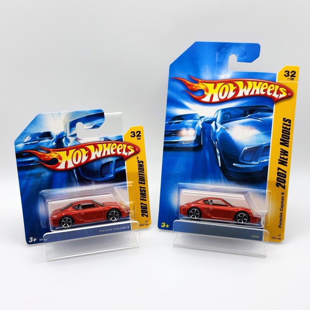 2007 Hot Wheels Porsche Cayman S Orange – Short Card Error & Standard Long Card